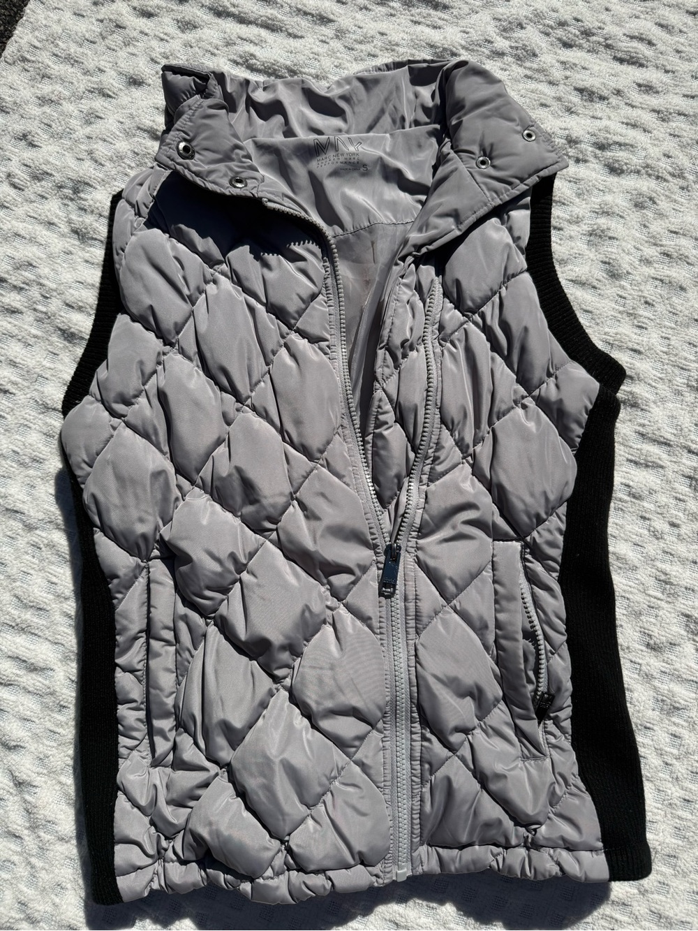 Marc Jacobs Quilted Sleeveless Vest in Light Gray with Black Sides